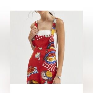 Red Patterned pancake sundae kimchi blue romper nwt M casual fall classic $88